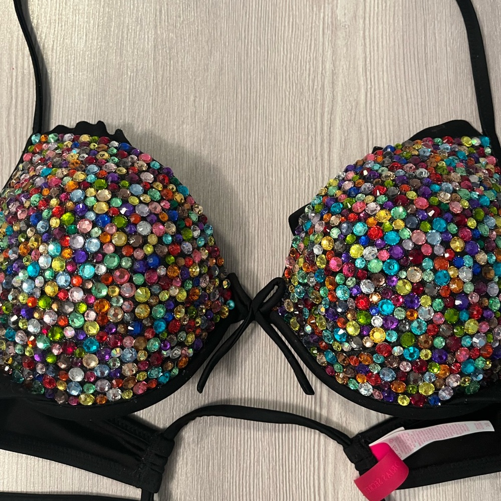 Victoriaβs Secret rainbow rhinestone Fabulous bikini top 34B